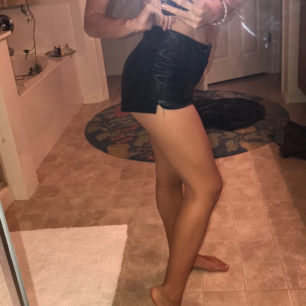 Black leather shorts
